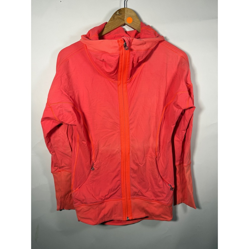 Lululemon Athletica‎ Orange Full Zip Hooded Jacket Women's Size 4 Cowl Neck